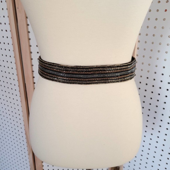 Vintage 80s Beaded Statement Belt Milor Black - Picture 7 of 10